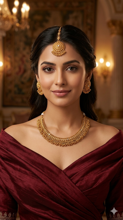 Gold Polki  Necklace  Jewellery Sarika Set