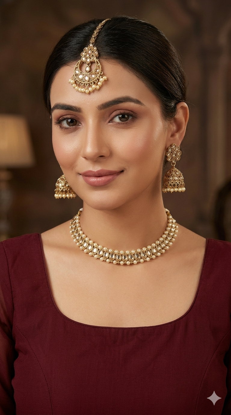 Antique Gold Necklace Set/ Antique gold Indian Sadie Jewellery