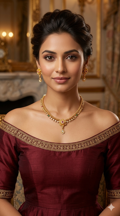 Gold polki Ruby Green Necklace set/ Gold Midori Necklace set