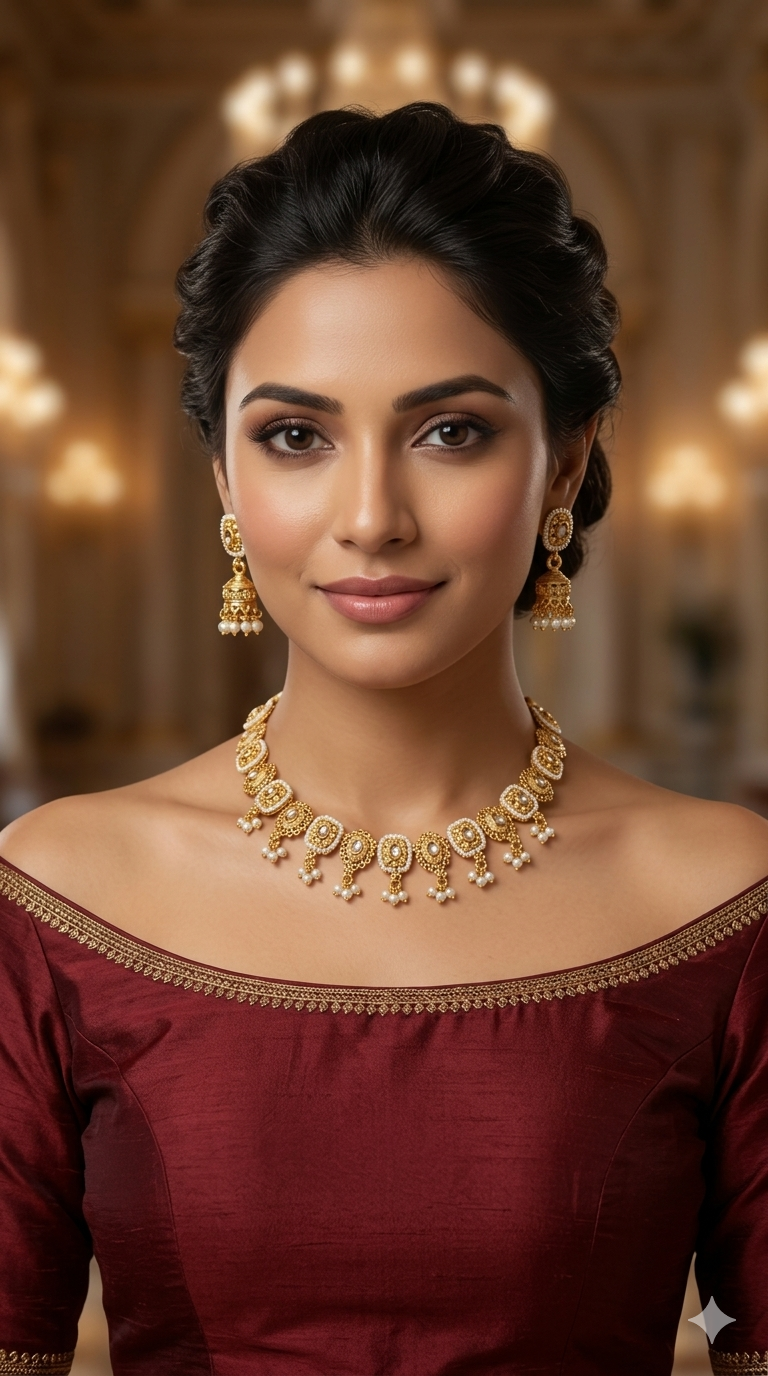 Gold polki White Necklace set/ Gold Midori Necklace set