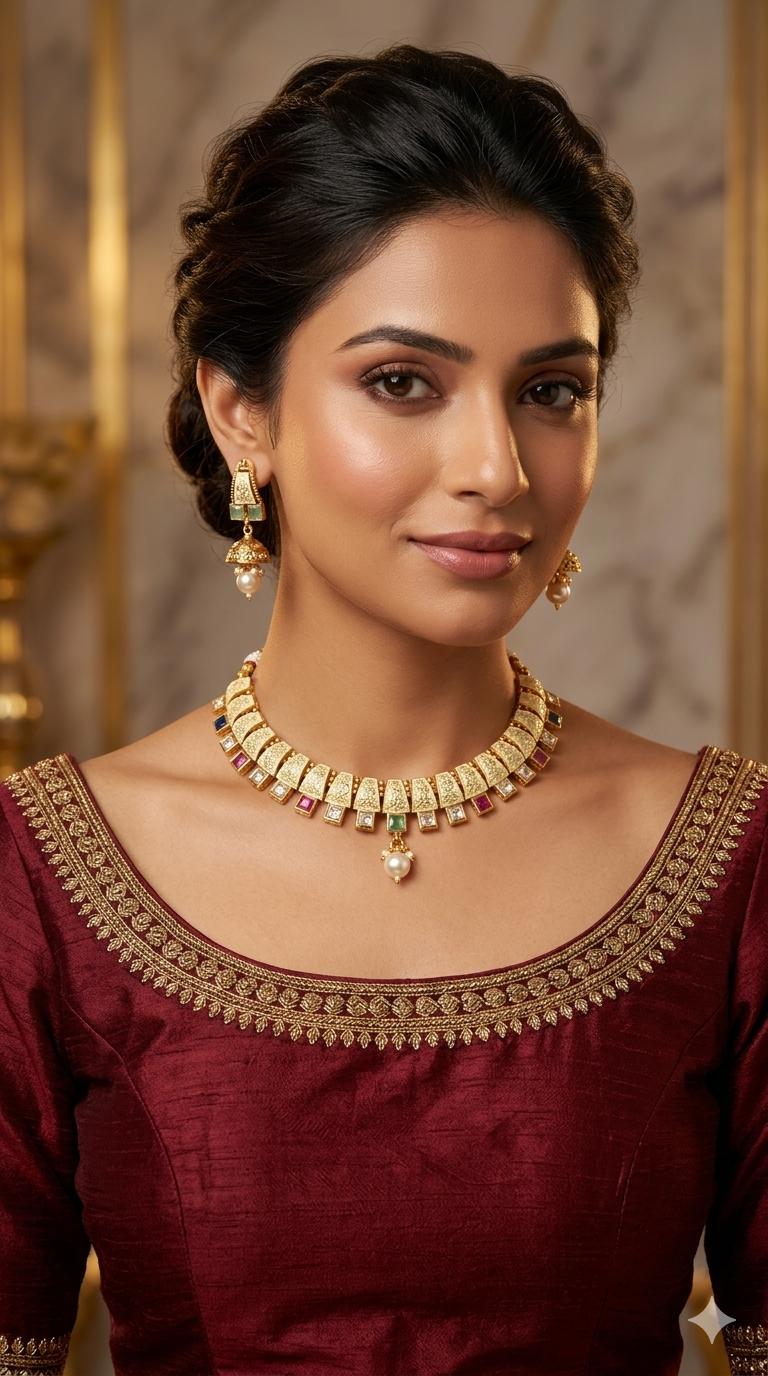 Gold polki Multi Color Necklace set/ Gold Midori Necklace set