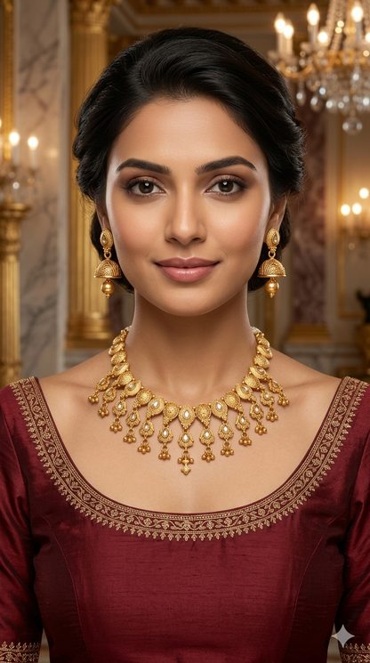 Gold polki  Necklace set/ Gold Midori Necklace set