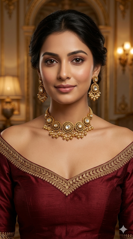 Gold Polki Necklace Jewellery Lucy Set