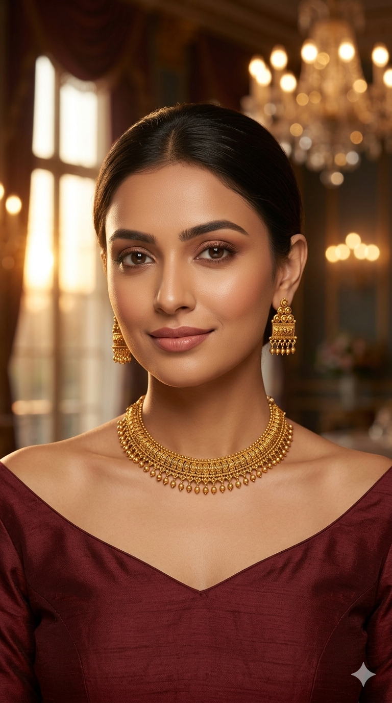 Gold Polki Necklace Jewellery Harveen Set