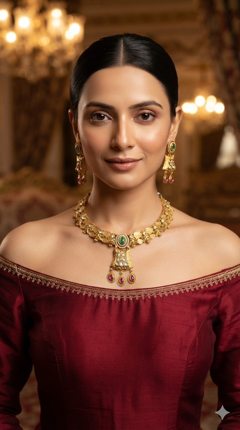 Gold Polki Necklace Jewellery Zarina Set