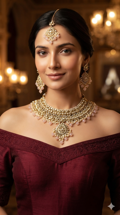 Kundan necklace Pink Jewelry Aman Set
