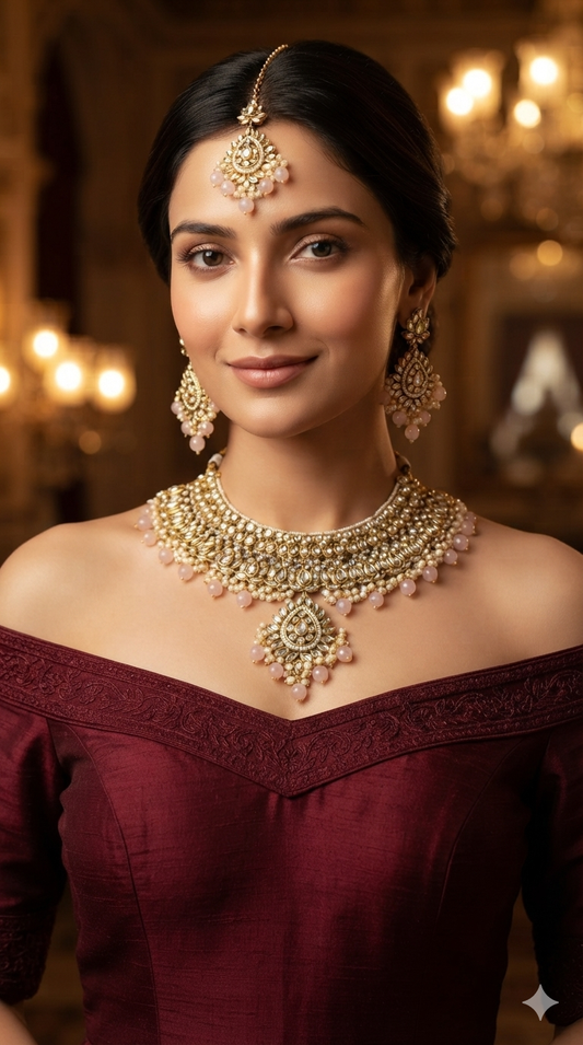 Kundan necklace Pink Jewelry Aman Set