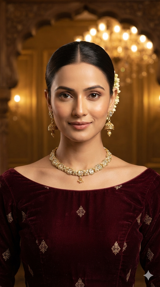 Gold Polki Necklace Jewellery Roma Set
