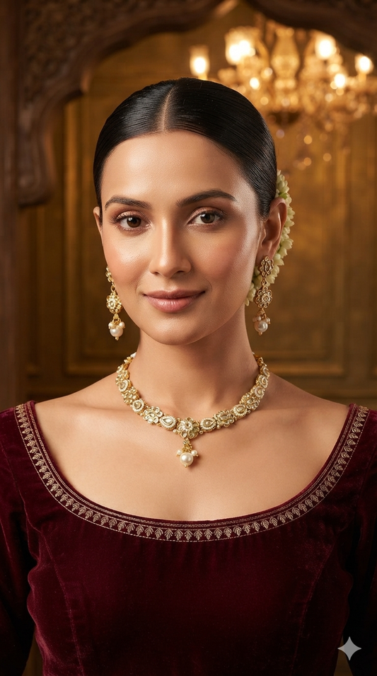 Gold Polki Necklace Jewellery Roma Set