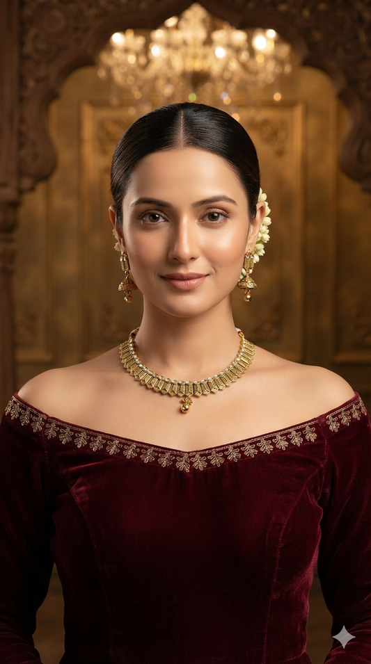Gold Polki Necklace Jewellery Roma Set
