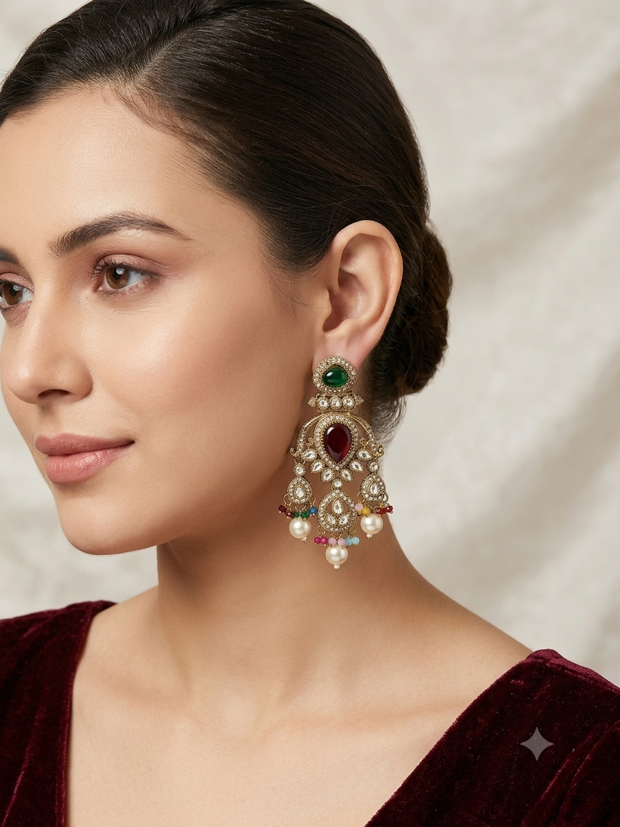 Gold Bollywood Indian Sarpunch Earrings