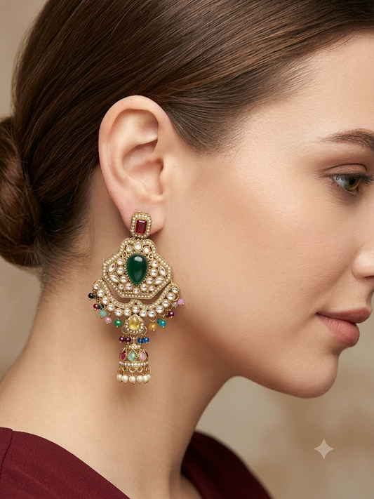 Gold Bollywood Indian Sarpunch Earrings