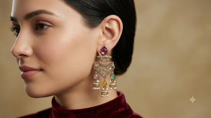 Gold Bollywood Indian Sarpunch Earrings