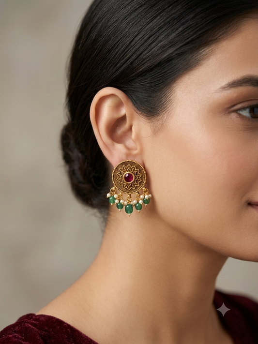 Gold Polki Yaad Earrings