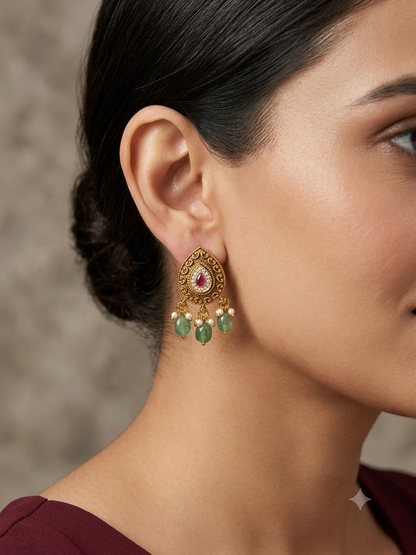 Gold Polki Yaad Earrings