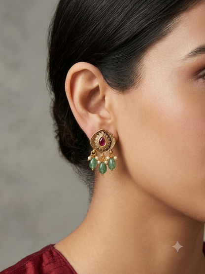 Gold Polki Yaad Earrings