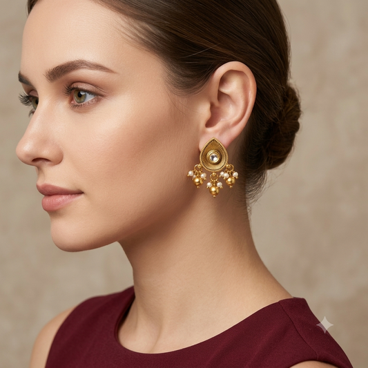 Gold Polki Yaad Earrings