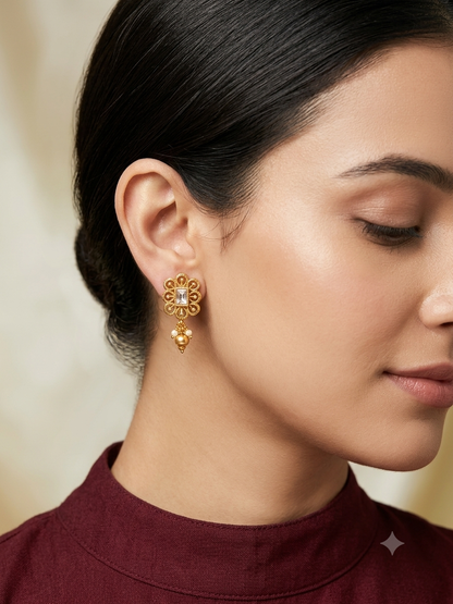 Gold Polki Yaad Earrings