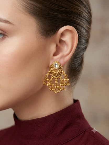 Gold Polki Yaad Earrings