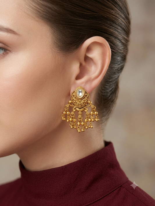 Gold Polki Yaad Earrings