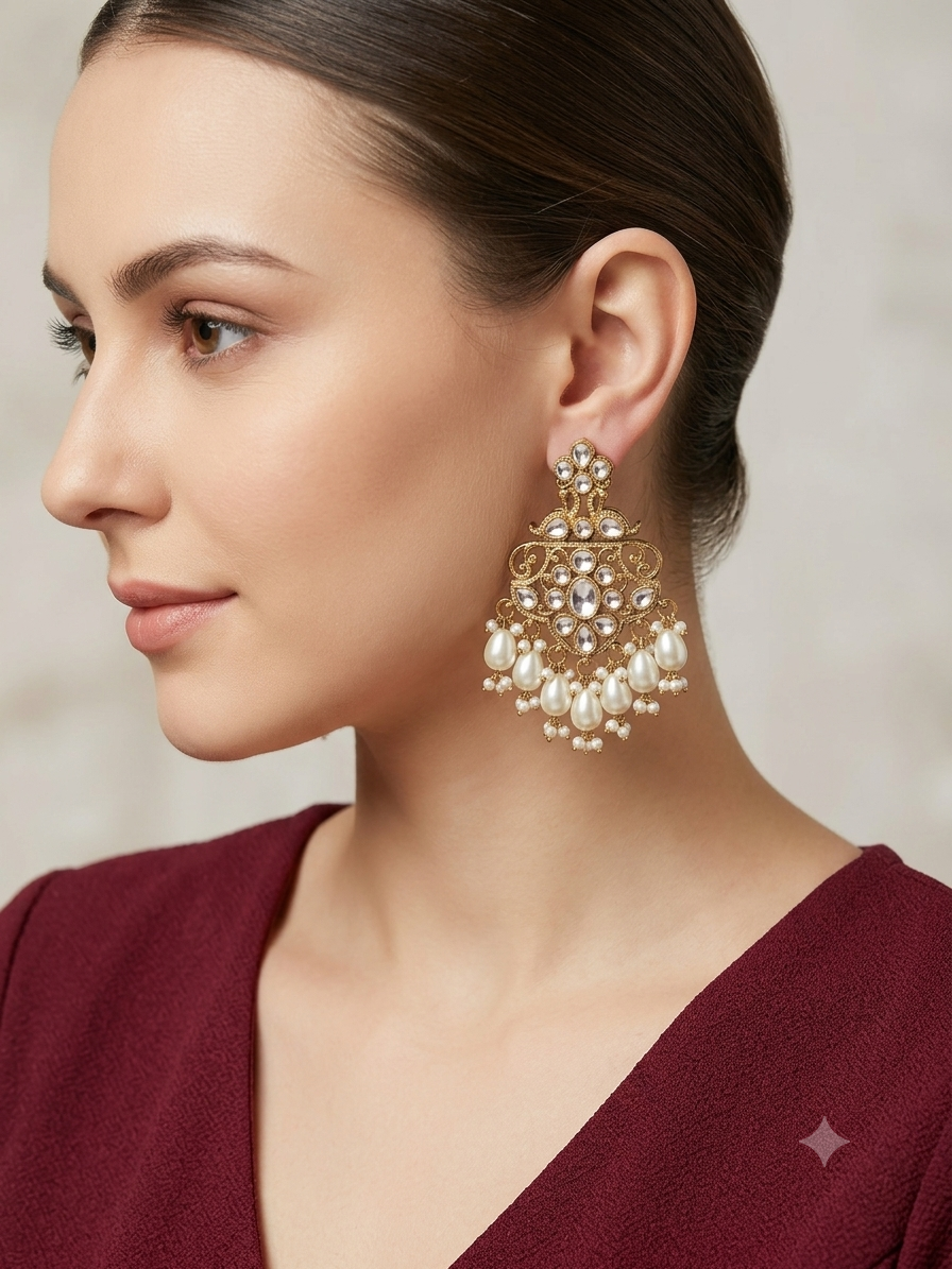 Antique  Kundan Bollywood Cora Earrings