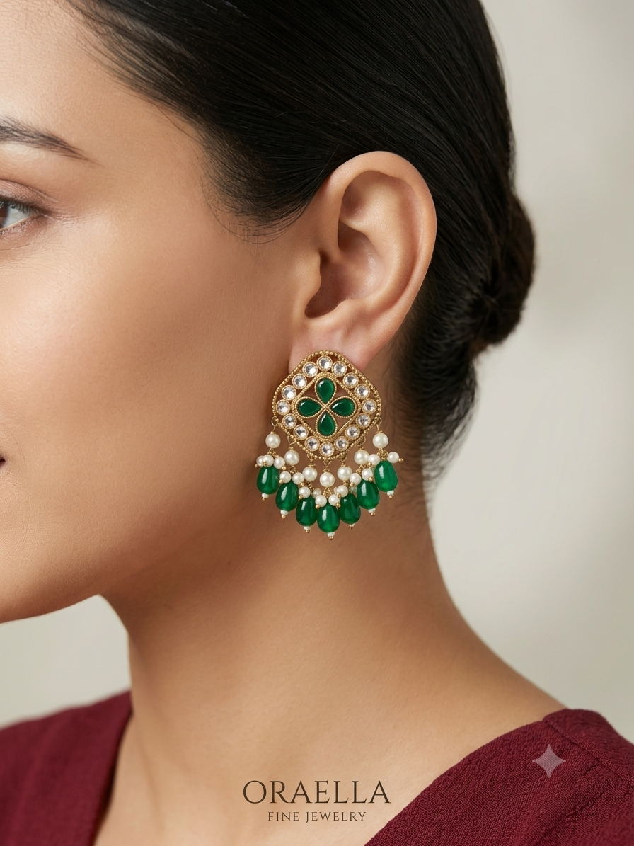 Antique  Kundan Bollywood Beli Earrings
