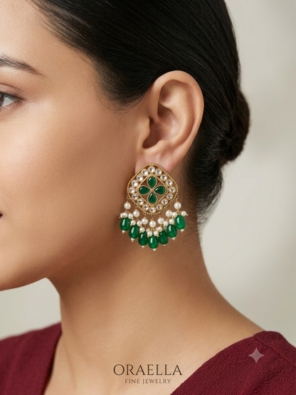 Antique  Kundan Bollywood Beli Earrings