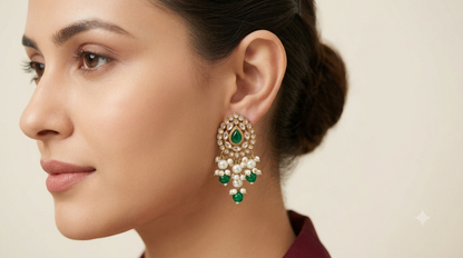 Antique  Kundan Bollywood Soti Earrings
