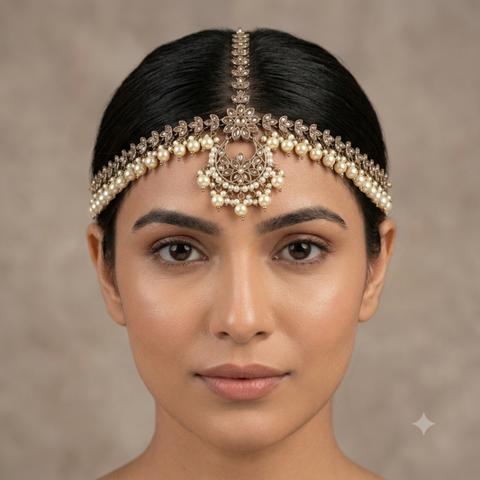 Antique Gold Indian Sheesh Phool Headpiece Matha Patti