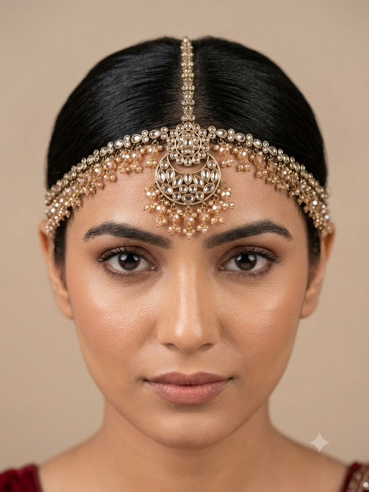 Antique Crystal Indian Sheesh Phool Headpiece Matha Patti