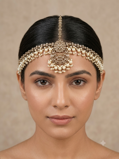 Antique Gold Indian Sheesh Phool Headpiece Matha Patti