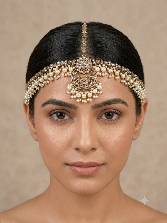 Antique Gold Indian Sheesh Phool Headpiece Matha Patti