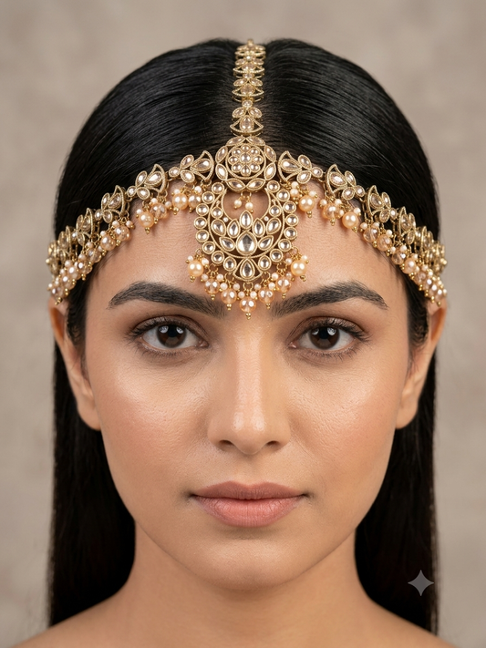 Antique Crystal Indian Sheesh Phool Headpiece Matha Patti