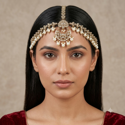 Antique White Indian Sheesh Phool Headpiece Matha Patti