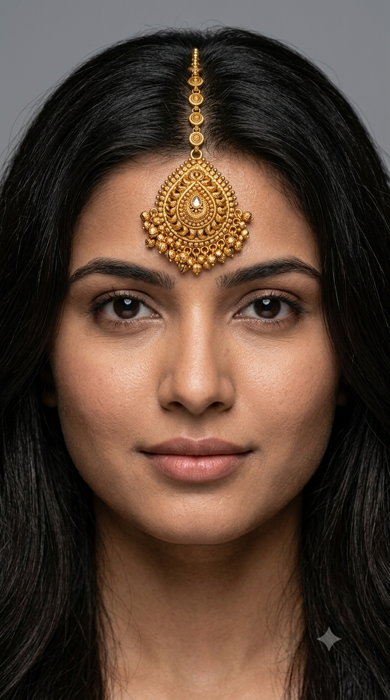 Gold polki Tikka Jewellery Indian Headpiece Jewellery