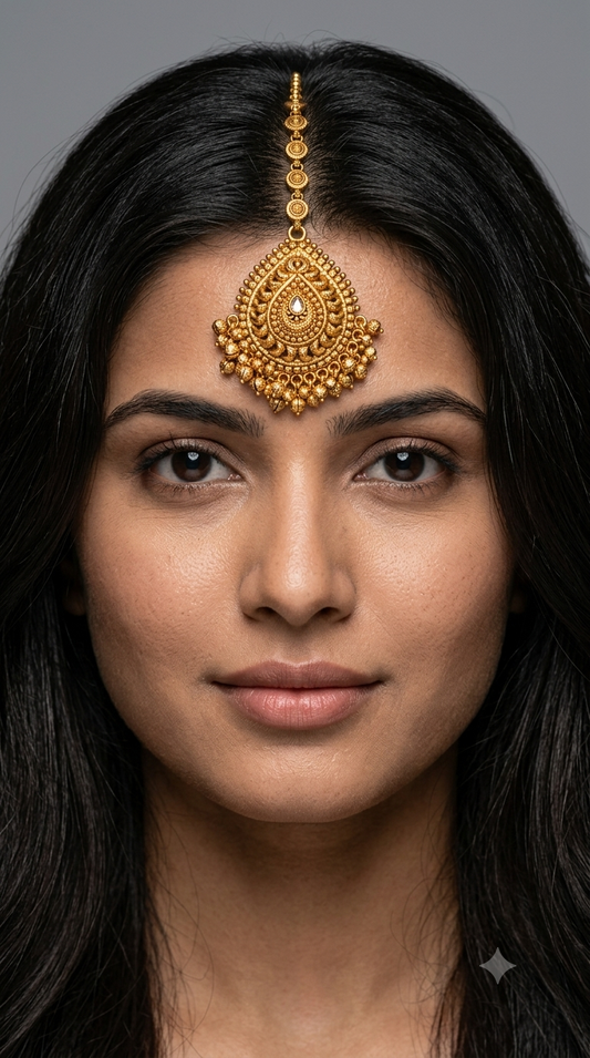 Gold polki Tikka Jewellery Indian Headpiece Jewellery