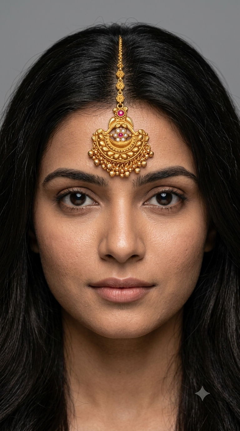 Gold polki Tikka Jewellery Indian Headpiece Jewellery