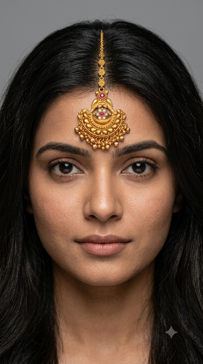 Gold polki Tikka Jewellery Indian Headpiece Jewellery