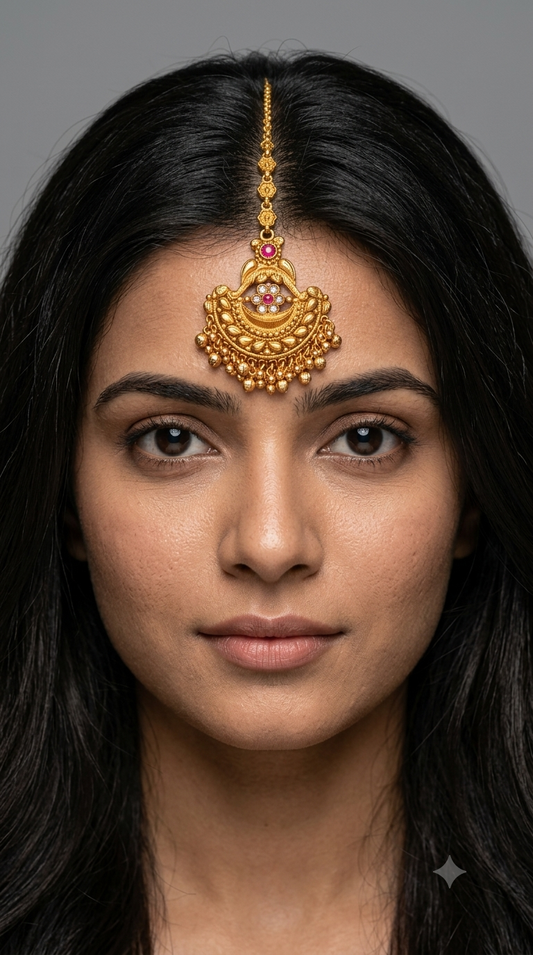 Gold polki Tikka Jewellery Indian Headpiece Jewellery