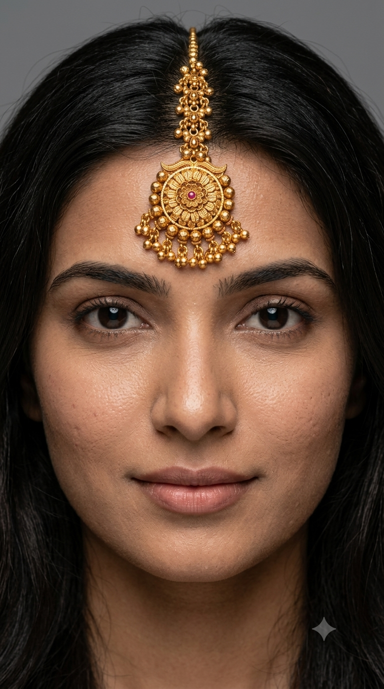 Gold polki Tikka Jewellery Indian Headpiece Jewellery
