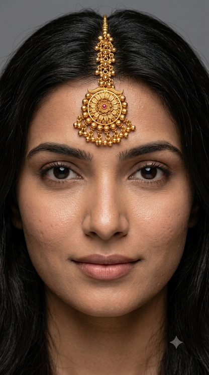 Gold polki Tikka Jewellery Indian Headpiece Jewellery