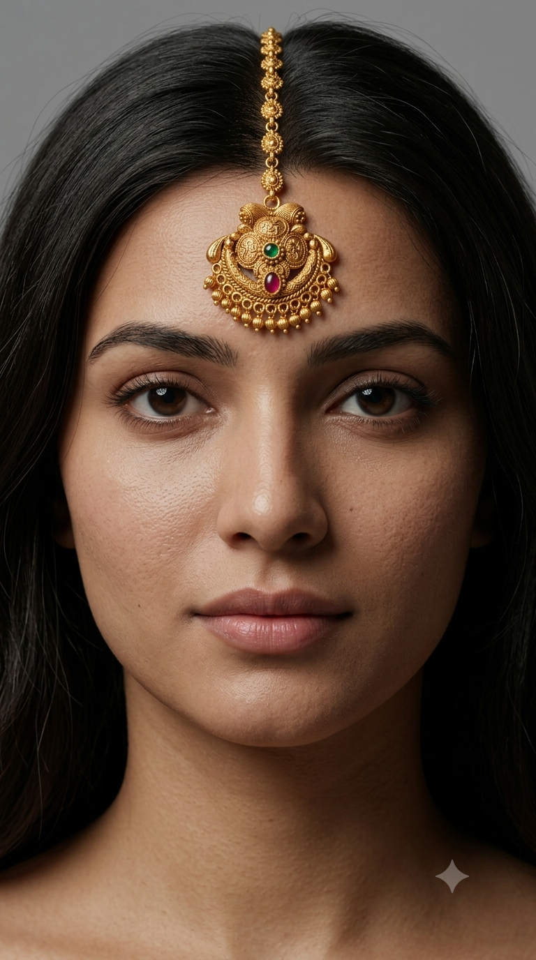 Gold polki Tikka Jewellery Indian Headpiece Jewellery