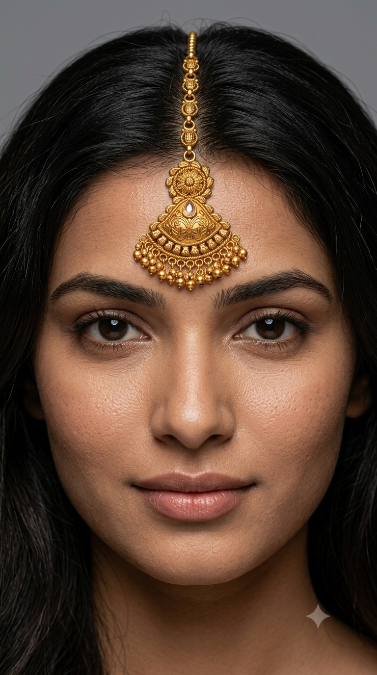 Gold polki Tikka Jewellery Indian Headpiece Jewellery