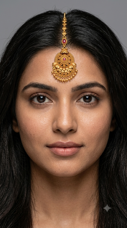Gold polki Tikka Jewellery Indian Headpiece Jewellery