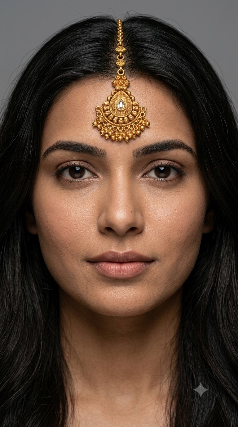 Gold polki Tikka Jewellery Indian Headpiece Jewellery