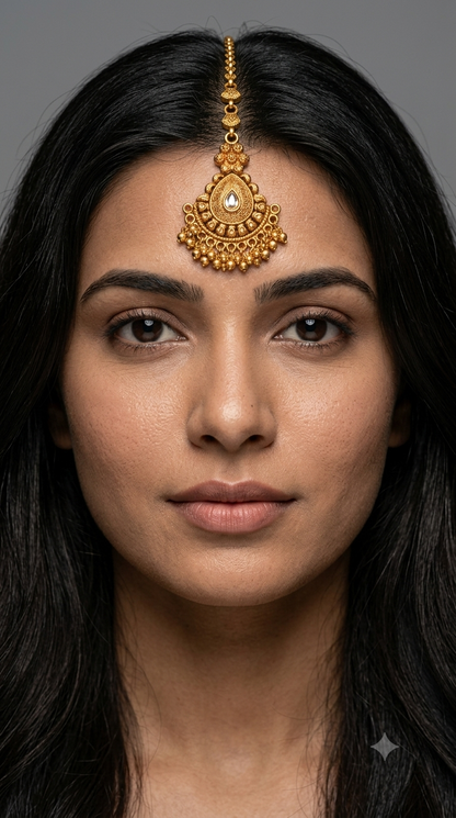 Gold polki Tikka Jewellery Indian Headpiece Jewellery