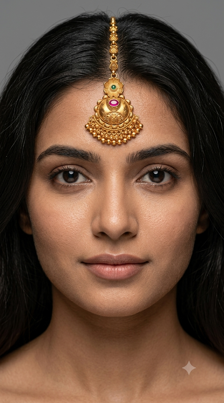 Gold polki Tikka Jewellery Indian Headpiece Jewellery