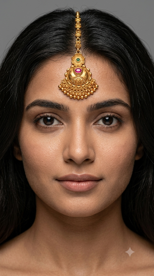 Gold polki Tikka Jewellery Indian Headpiece Jewellery