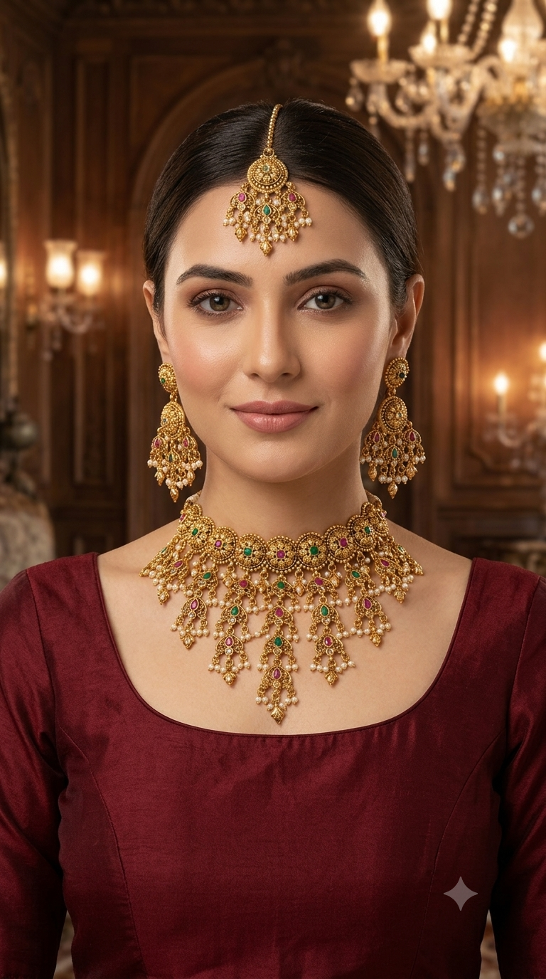 Gold Polki Necklace Jewellery Sonia Set
