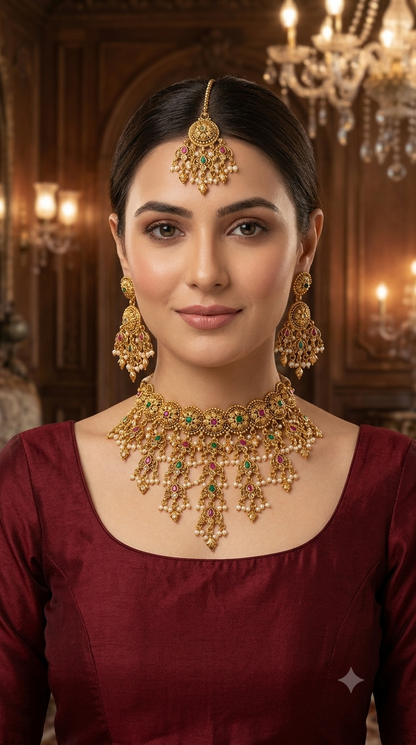 Gold Polki Necklace Jewellery Sonia Set